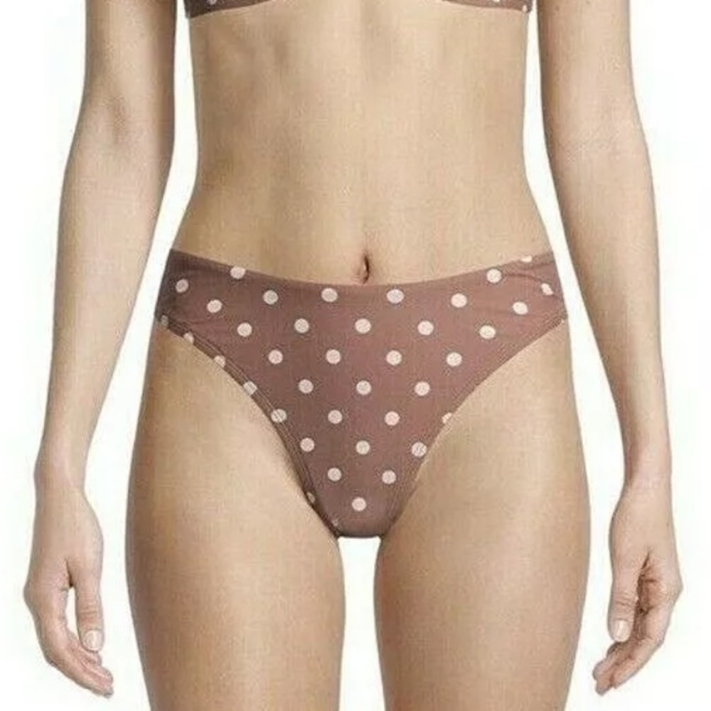 Time and Tru Polka Dot Bikini Bottom Brown White Size Large, XLarge NEW